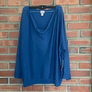 CHICOS Blue Knit Sweater size 4 XL new with tags v neck full length